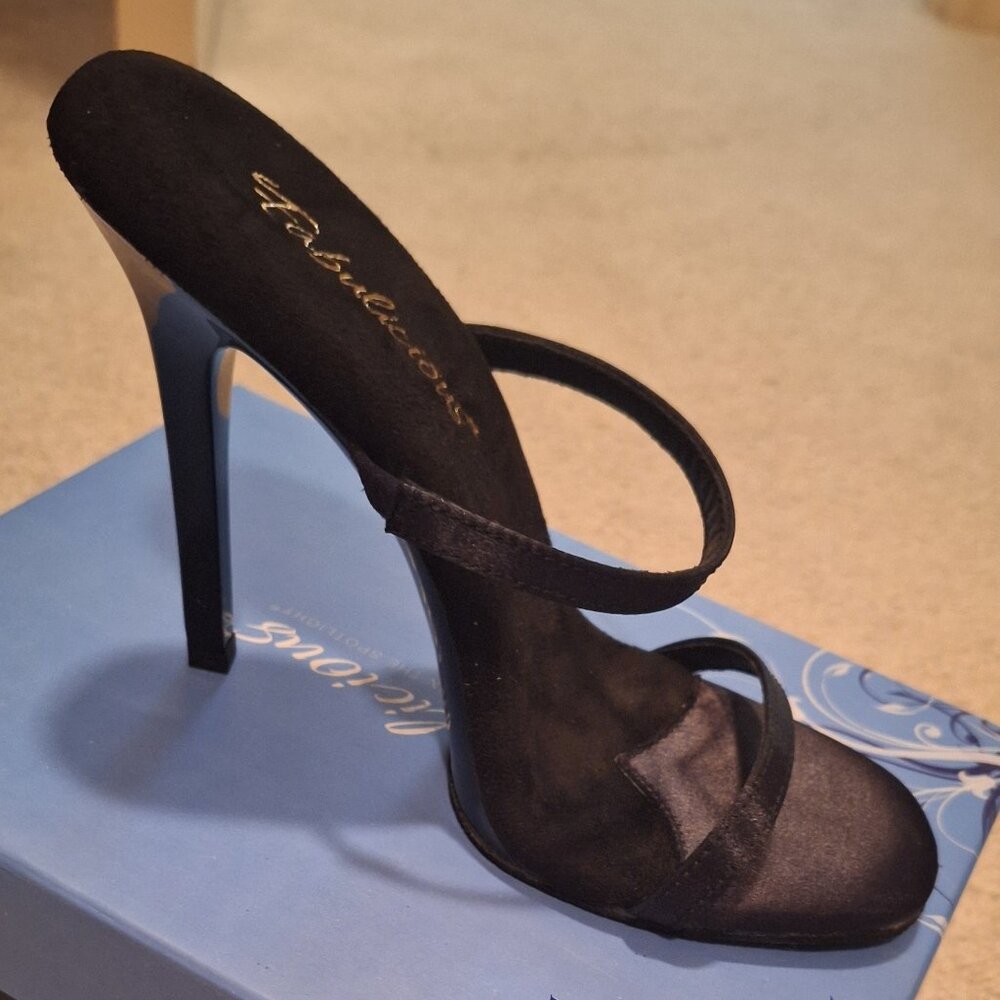 Black satin size 7 heel